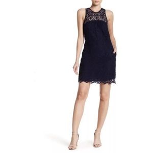 Joie Navy Blue Fahfia Sleeveless Mini Lace Shift Dress, size L